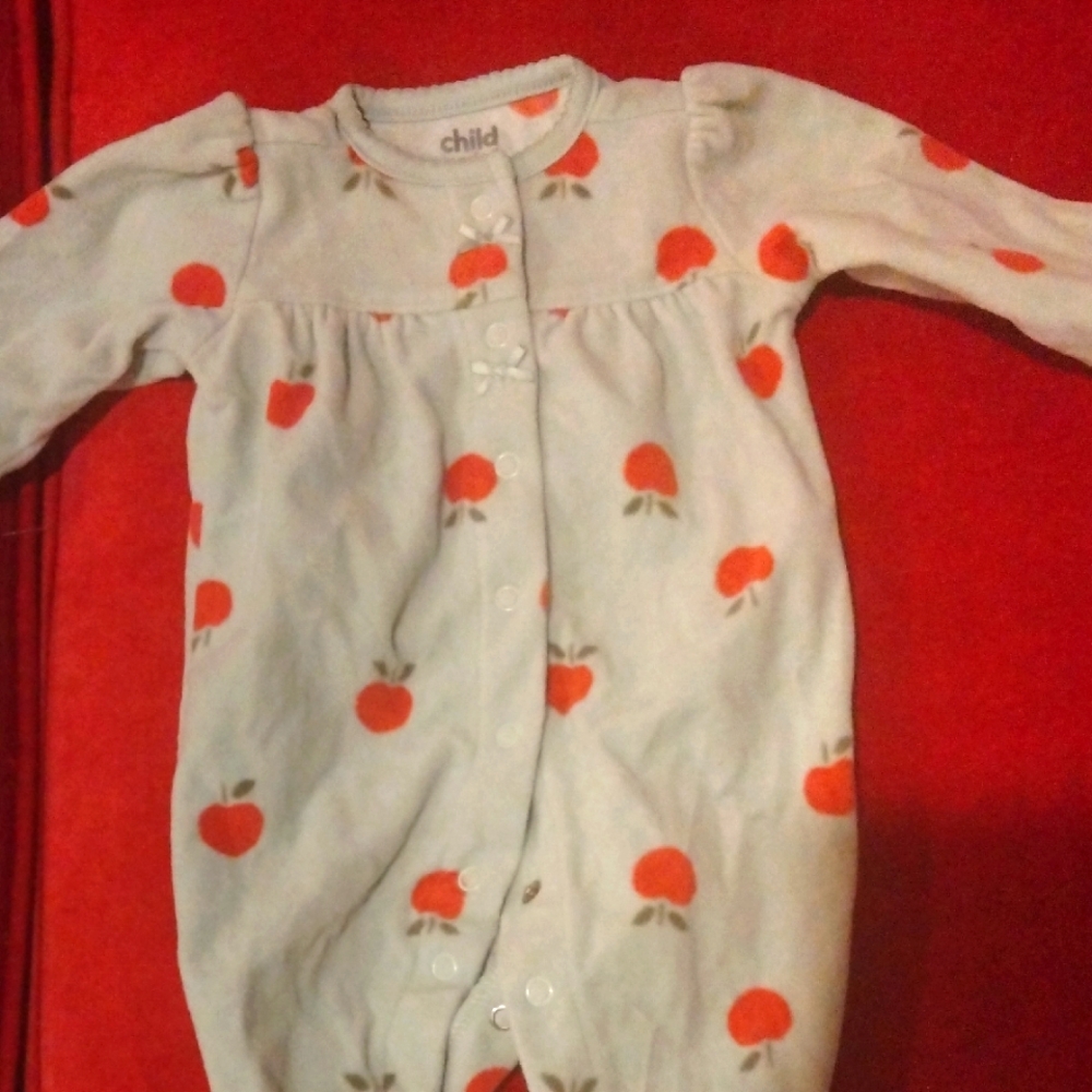 Blue and Red Apple Print Baby Onesie